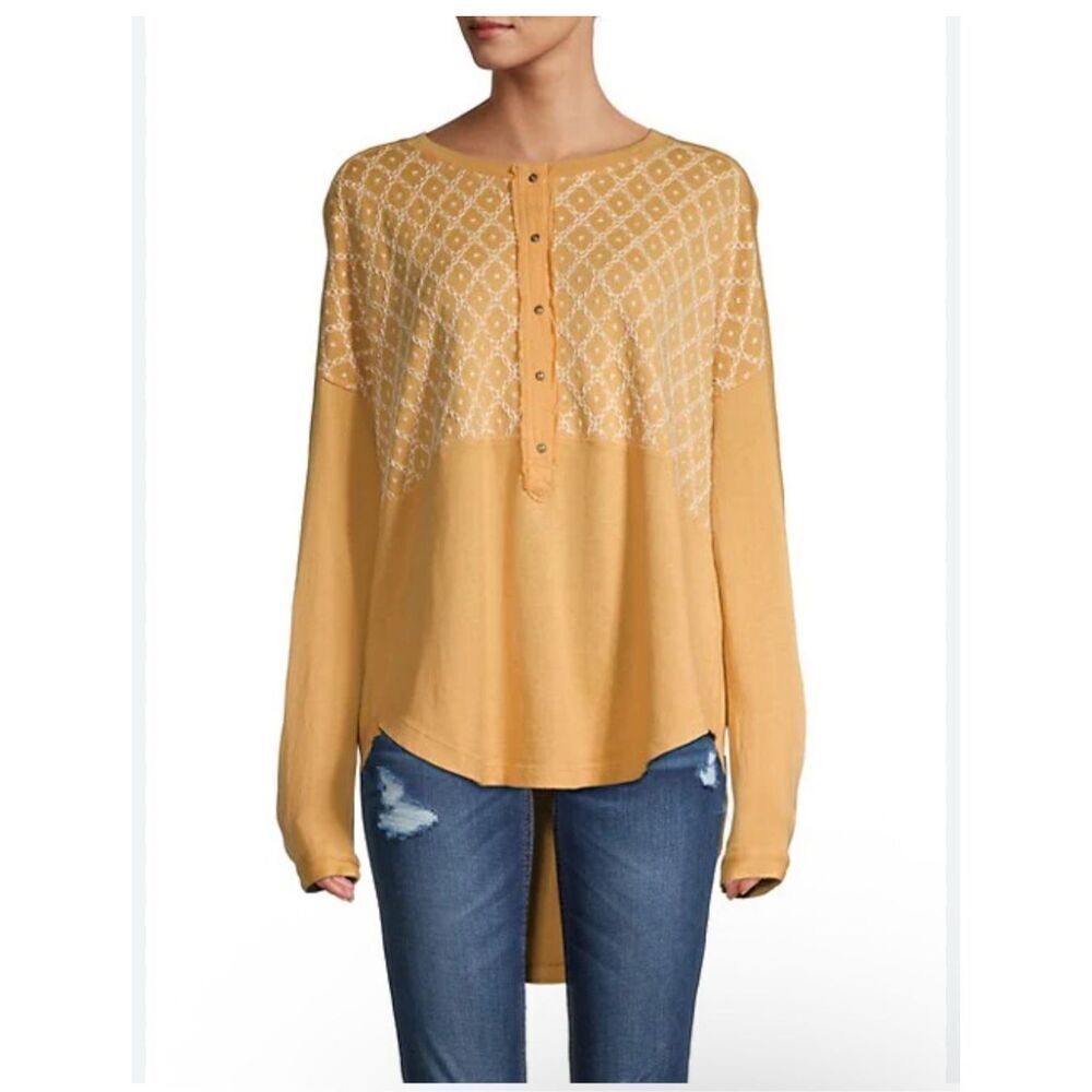 Free People peach Fuzz combo free spirit embroidered oversized M